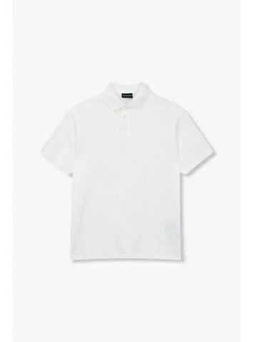 Men s Logo Jacquard Cotton Polo Shirt White - EMPORIO ARMANI - BALAAN 1