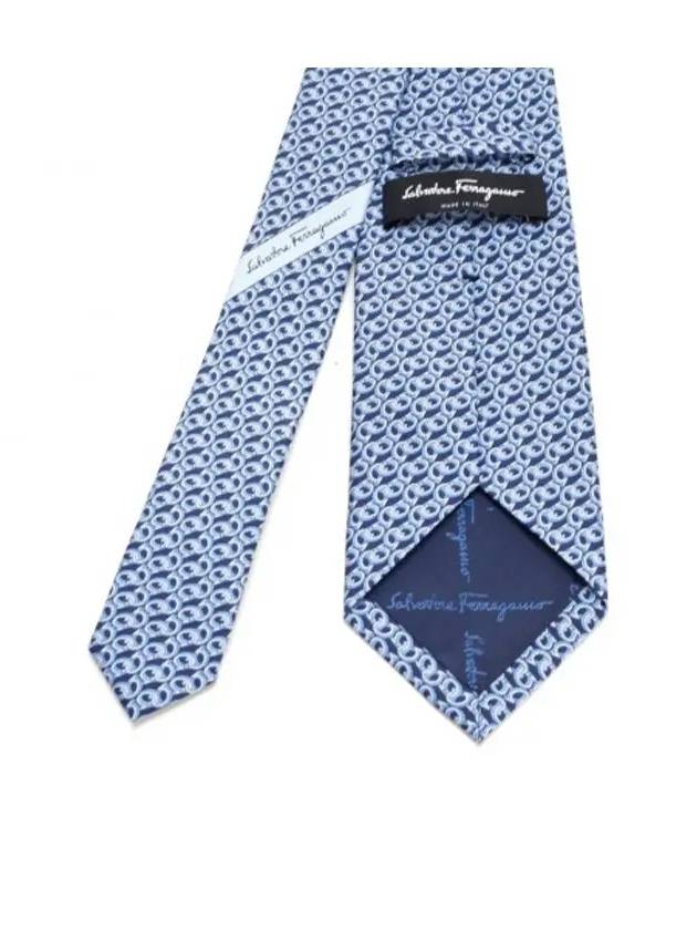 Gancini Pattern Silk Tie Royal Blue - SALVATORE FERRAGAMO - BALAAN 3