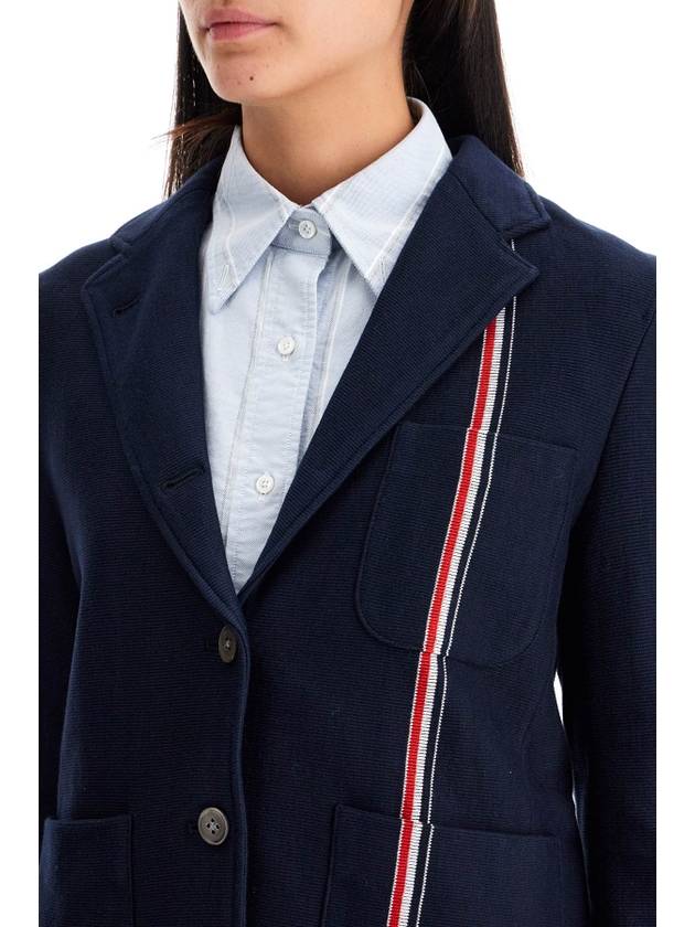 Stripe Detail Cotton Jacket Navy - THOM BROWNE - BALAAN 5