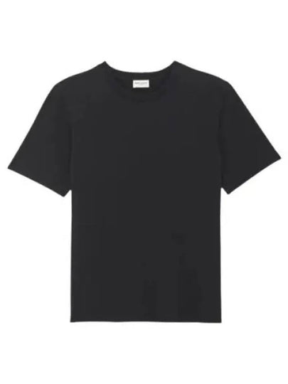 Crew Neck Cotton Short Sleeve T-shirt Black - SAINT LAURENT - BALAAN 2