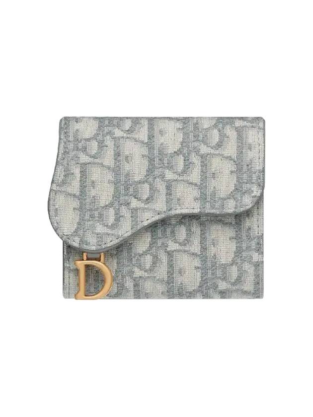 Saddle Oblique Jacquard Lotus Wallet Grey - DIOR - BALAAN 1