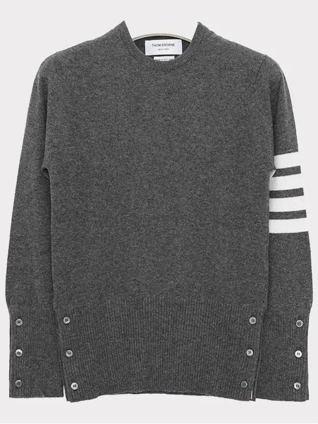 Women's 4 Bar Classic Cashmere Pullover Knit Top Grey - THOM BROWNE - BALAAN 4