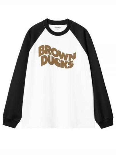 Brown Ducks Baseball Long Sleeve T-Shirt Black White - CARHARTT WIP - BALAAN 2