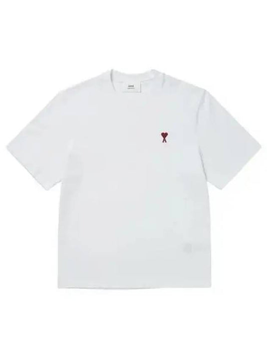 Small Heart Logo Boxy Fit Short Sleeve T-Shirt White - AMI - BALAAN 2