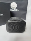 Gold CC Logo Classic Small Chain Cosmetic Case Grained Shiny Calfskin Mini Bag Black - CHANEL - BALAAN 5