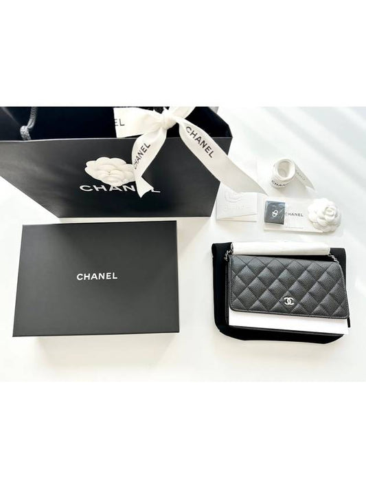 Classic WOC Caviar Chain Wall Black Silver AP0250 - CHANEL - BALAAN 1