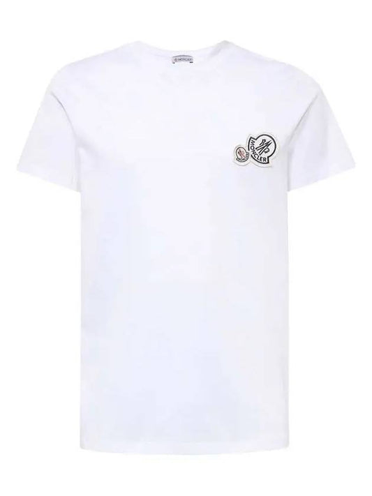 Double Logo Patch Round Short Sleeve T-Shirt White - MONCLER - BALAAN 2