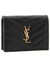 Monogram Caviar Leather Flap Card Wallet Black - SAINT LAURENT - BALAAN 2