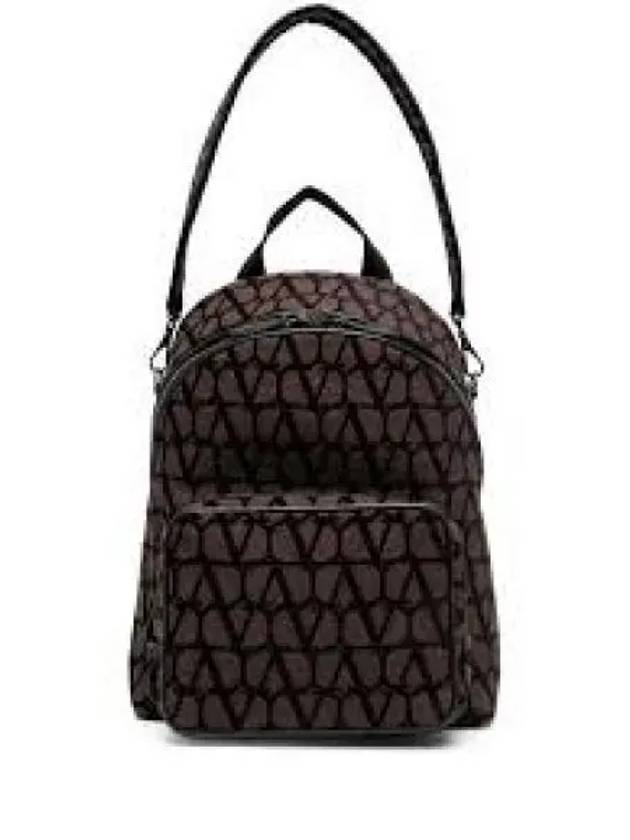 Toile Iconographe Fabric Leather Backpack Brown - VALENTINO - BALAAN 2