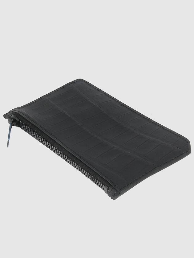 Real Crocodile Leather Card Wallet Black - SAINT LAURENT - BALAAN 4