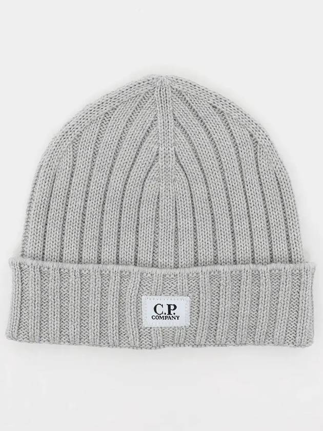 Extra Fine Merino Wool Logo Beanie Grey - CP COMPANY - BALAAN 4