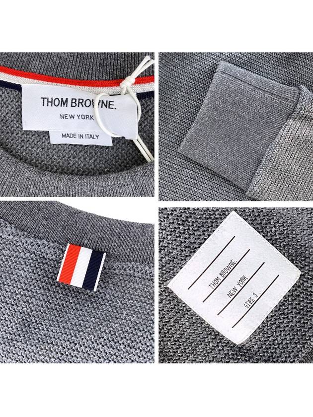 4 Bar Stripe Open Raschel Stitch Sweatshirt Grey - THOM BROWNE - BALAAN 9