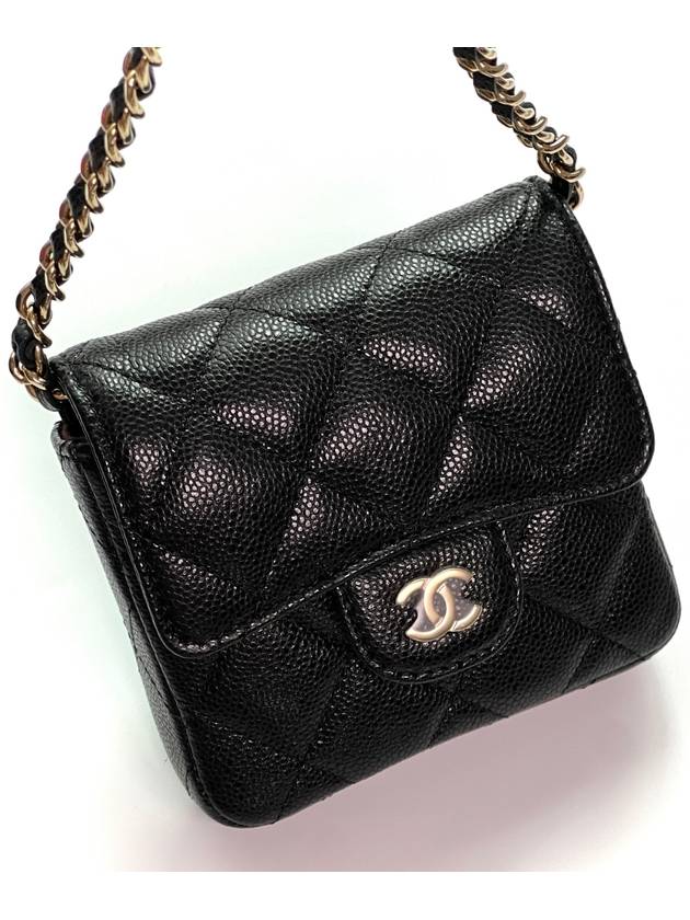 CC Logo Chain Mini Leather Cross Bag Black - CHANEL - BALAAN 5