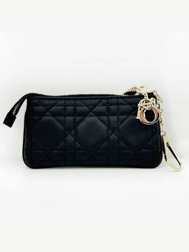 Lady Cannage Zipper Key Case Lambskin Card Wallet S0972ONMJ M900 Black - DIOR - BALAAN 2