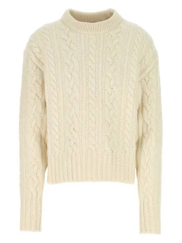 Cable Crew Neck Wool Knit Top Offwhite - AMI - BALAAN 6