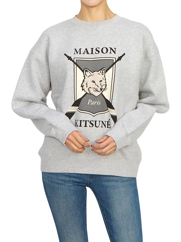 College Fox Print Sweatshirt Light Grey Melange - MAISON KITSUNE - BALAAN 6