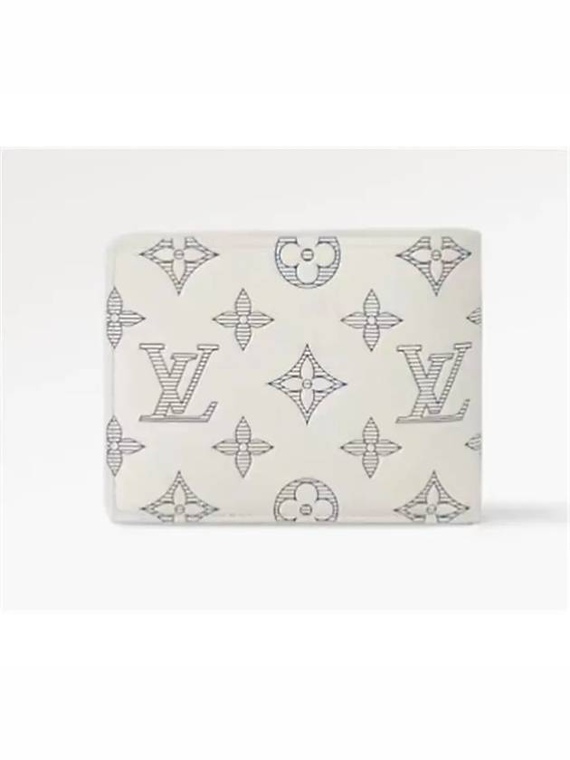 Multiple Monogram Shadow Calfskin Leather Half Wallet White - LOUIS VUITTON - BALAAN 7