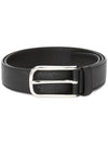 Metal Buckle Saffiano Leather Belt Black - PRADA - BALAAN 1