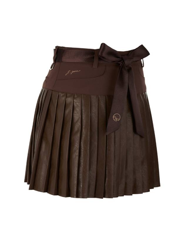 golf wear satin belt leather skirt Satin belt Leather skirt Brown - J JANE - BALAAN 3