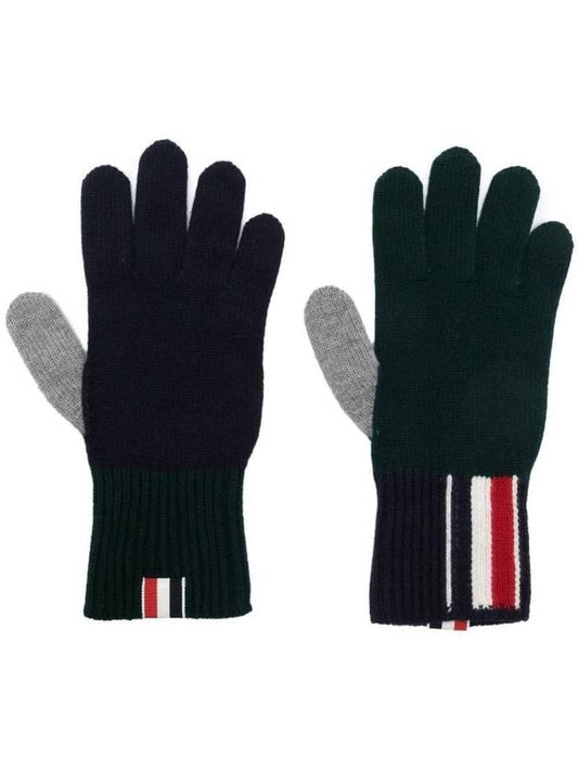 Funmix Merino Jersey Striped Gloves Green - THOM BROWNE - BALAAN 1