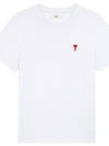 Small Heart Logo Short Sleeve T-Shirt White - AMI - BALAAN 2