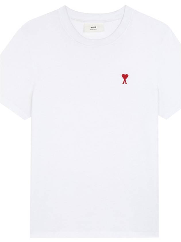 Small Heart Logo Short Sleeve T-Shirt White - AMI - BALAAN 2