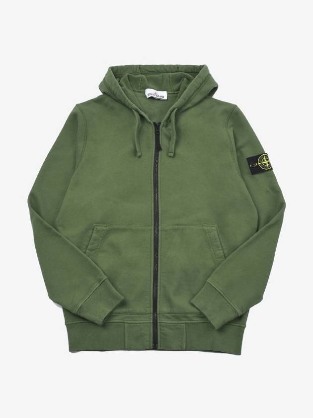 Wappen Patch Cotton Fleece Zip Up Hoodie Olive - STONE ISLAND - BALAAN 2