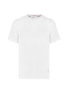 Men's Side Slit Relaxed Short Sleeve T-Shirt White - THOM BROWNE - BALAAN 1