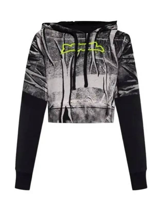 F Slimy Hood Crease Effect Print Hoodie White - DIESEL - BALAAN 2