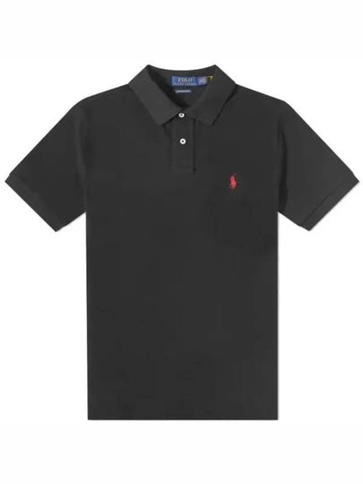 Men's Red Embroidered Logo Polo Shirt Black - POLO RALPH LAUREN - BALAAN 2