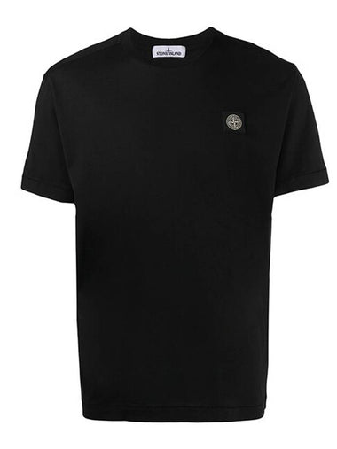 Men's Wappen Logo Patch Short Sleeve T-Shirt Black - STONE ISLAND - BALAAN 1