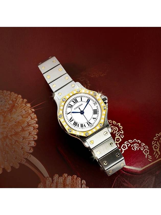 Women s Santos Octagon Bezel Diamond Combi Watch - CARTIER - BALAAN 3