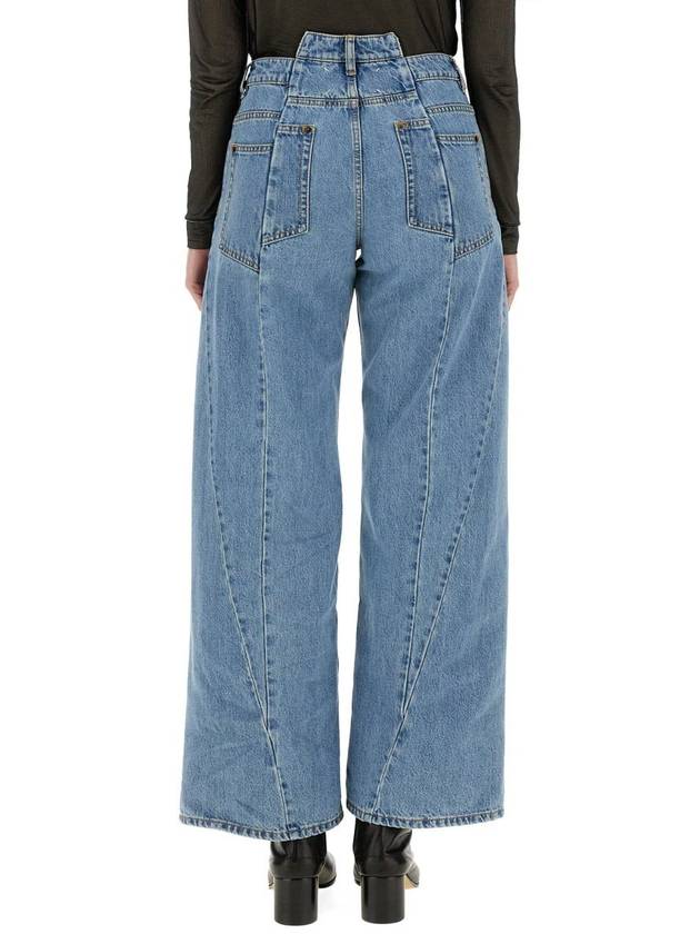 Women's Stone Washing Panel Wide Jeans Blue - MAISON MARGIELA - BALAAN 4