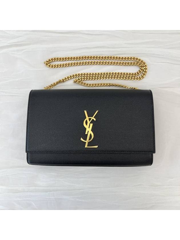 Monogram Kate Chain Gold Hardware Medium Cross Bag Black - SAINT LAURENT - BALAAN 2