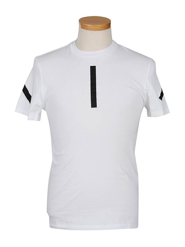 Tape Detail Short Sleeve T-Shirt White - NEIL BARRETT - BALAAN 2