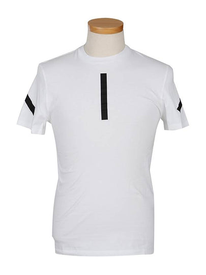 Tape Detail Short Sleeve T-Shirt White - NEIL BARRETT - BALAAN 2