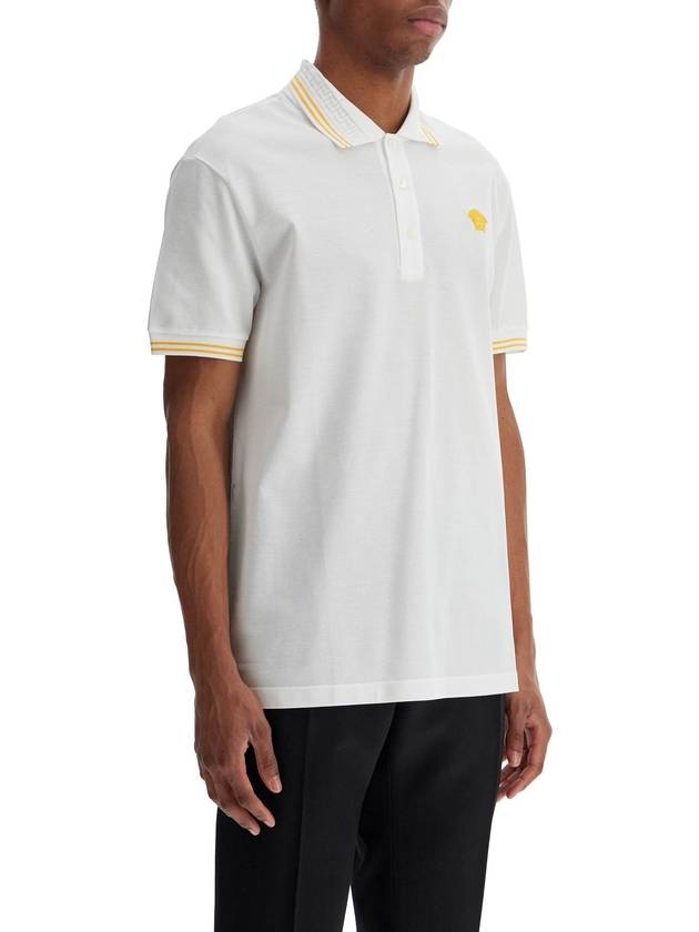 Medusa Head Embroidery Cotton Polo Shirt White - VERSACE - BALAAN 3