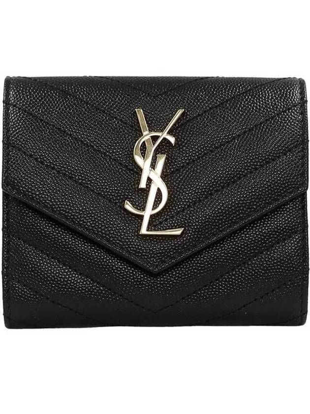 Matelasse Monogram Quilting Flap Half Wallet Black - SAINT LAURENT - BALAAN 2