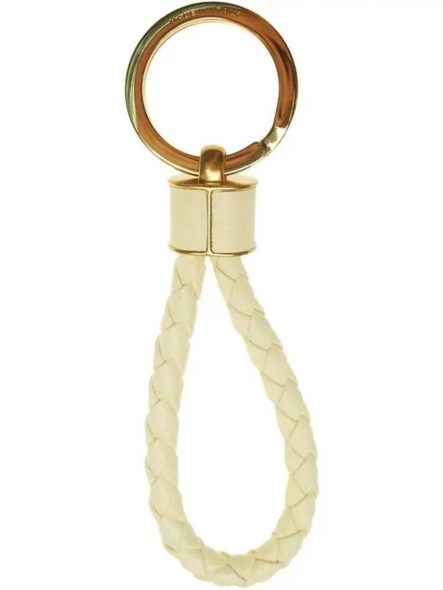 Intrecciato Lambskin Key Holder Light Yellow - BOTTEGA VENETA - BALAAN 4