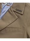 Twill Double Breasted Coat Beige - GANNI - BALAAN 5