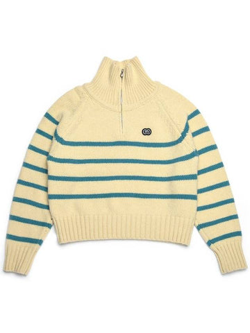 Doyou Know MC Women s Striped Wool Blend Half Zip Up Light Yellow Sweater DO6242KT40 1 - DOYOUKNOWMC GOLF WEAR - BALAAN 1