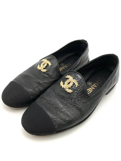 gold leather loafer shoes - CHANEL - BALAAN 2