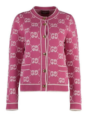 GG Boucle Jacquard Cardigan Pink - GUCCI - BALAAN 1