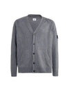 Men's Lens Wappen Lambswool Cardigan Grey - CP COMPANY - BALAAN 1