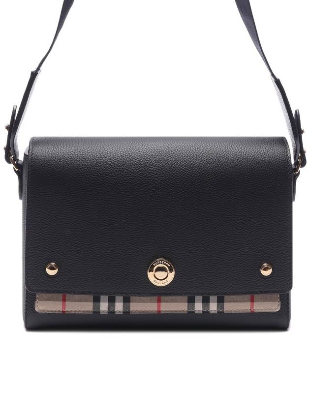 Leather and Vintage Check Note Crossbody Bag Black - BURBERRY - BALAAN 2