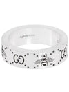 GG Logo Bee Engraving Wide Ring Silver - GUCCI - BALAAN.