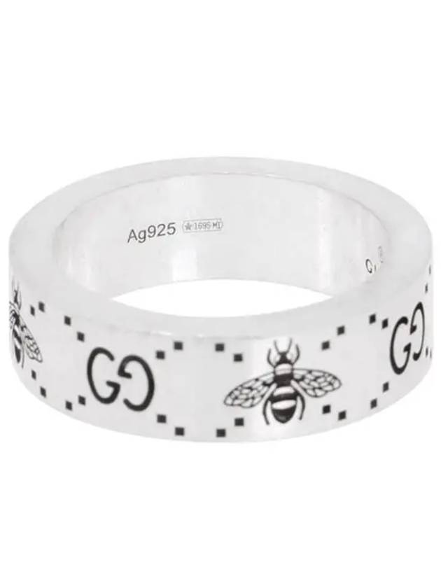 GG Logo Bee Engraving Wide Ring Silver - GUCCI - BALAAN.