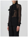 Silk Muslin Crepe Blouse Black - SAINT LAURENT - BALAAN 3