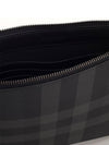 Check Large Zip Pouch Clutch Bag Charcoal - BURBERRY - BALAAN 4