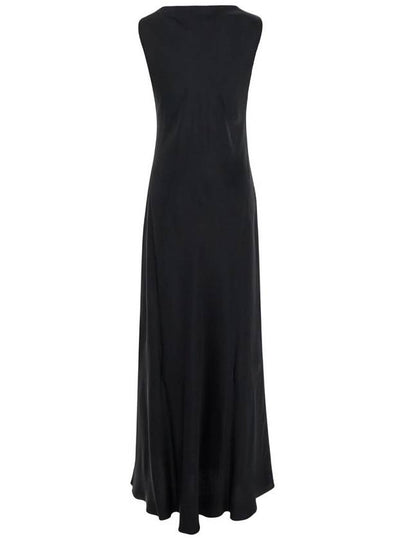 'Montereal' Black Long Dress With Draped Neck In Satin Woman - ANTONELLI - BALAAN 2